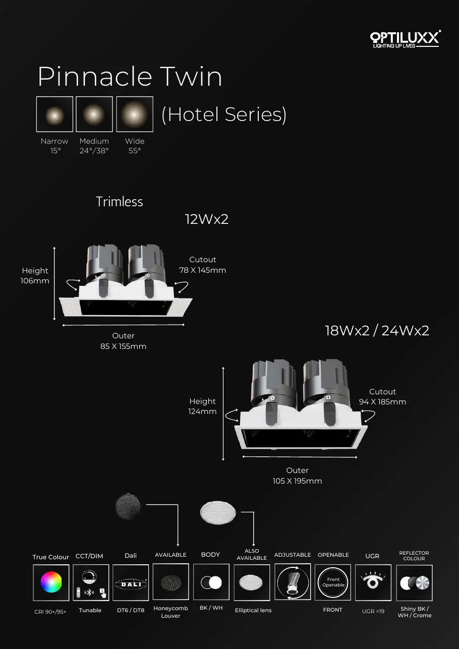 Pinnacle Twin Trimless (Hotel Series)